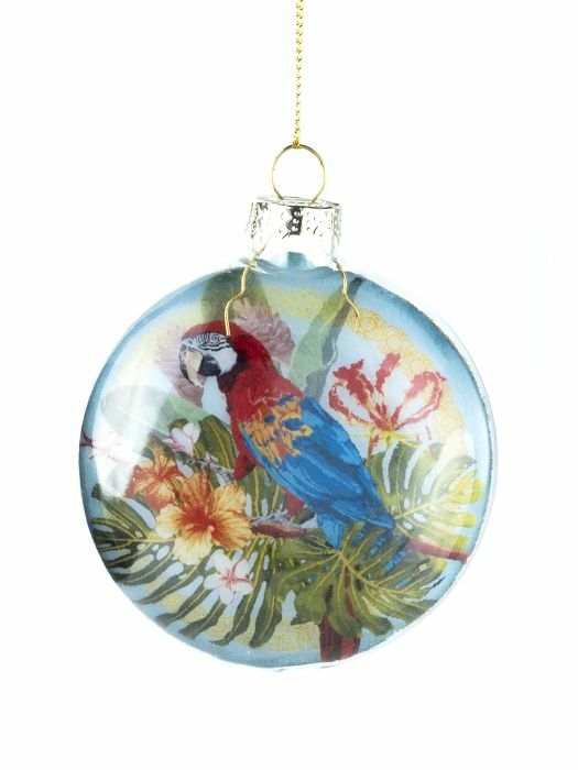Новогоднее подвесное украшение из стекла - Медальон Попугай / 8*8*1см арт.87370