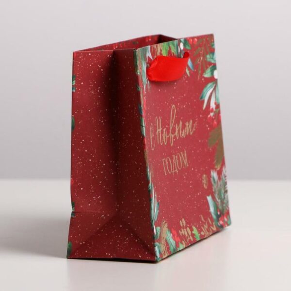 Пакет крафтовый горизонтальный «Новогоднее настроение», S 15 × 12 × 5.5 см 4865503