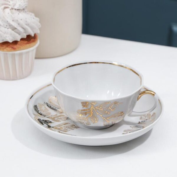 Чашка чайная с блюдцем «Золотая ветка», 220 мл 7160257