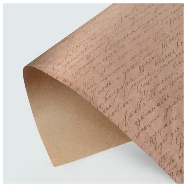 Бумага упаковочная крафтовая «Письмо», золотая краска, 70 × 100 см 4681752